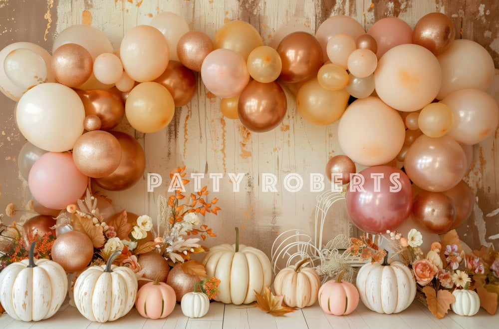Kate Bohème Automne Citrouilles Ballons Toile de fond conçue par Patty Robert - Kate Backdrop FR