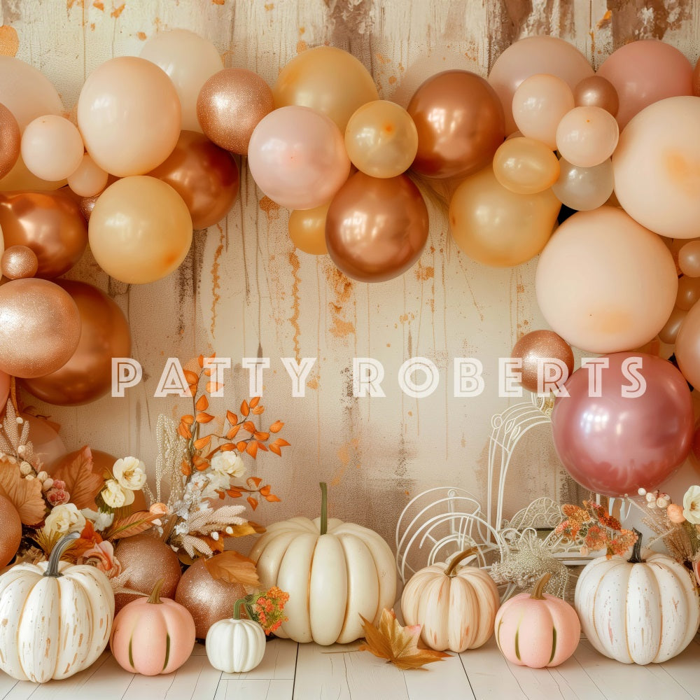 Kate Bohème Automne Citrouilles Ballons Toile de fond conçue par Patty Robert - Kate Backdrop FR
