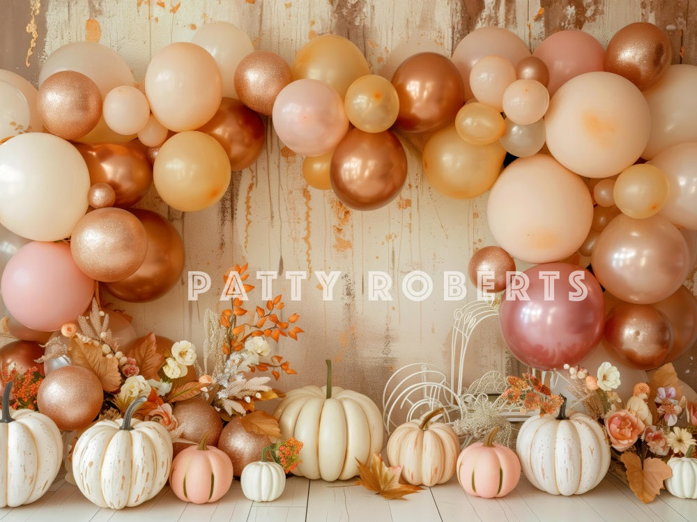 Kate Bohème Automne Citrouilles Ballons Toile de fond conçue par Patty Robert - Kate Backdrop FR
