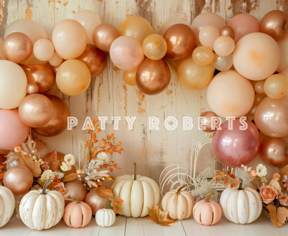 Kate Bohème Automne Citrouilles Ballons Toile de fond conçue par Patty Robert - Kate Backdrop FR