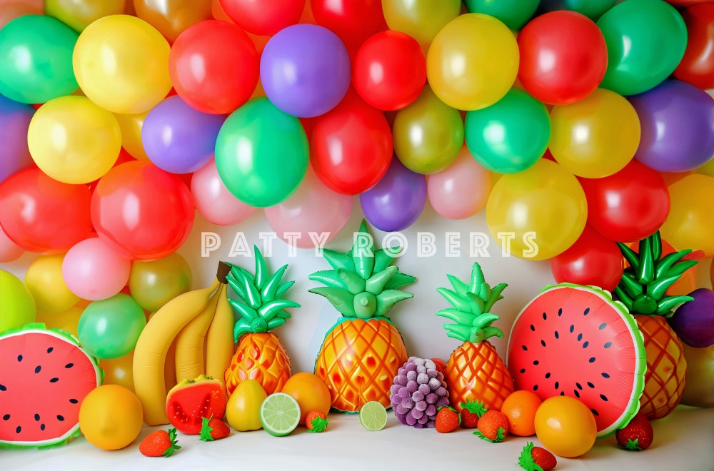 Kate Été Fruits Coloré Ballons Anniversaire Toile de fond conçue par Patty Robert - Kate Backdrop FR