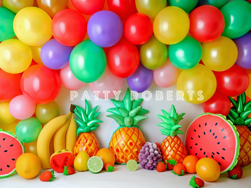Kate Été Fruits Coloré Ballons Anniversaire Toile de fond conçue par Patty Robert - Kate Backdrop FR