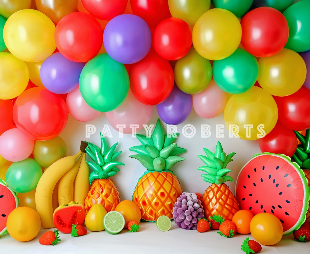 Kate Été Fruits Coloré Ballons Anniversaire Toile de fond conçue par Patty Robert - Kate Backdrop FR