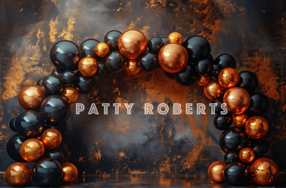 Kate Noir & Orange Arche de Ballons Toile de fond conçue par Patty Robert - Kate Backdrop FR