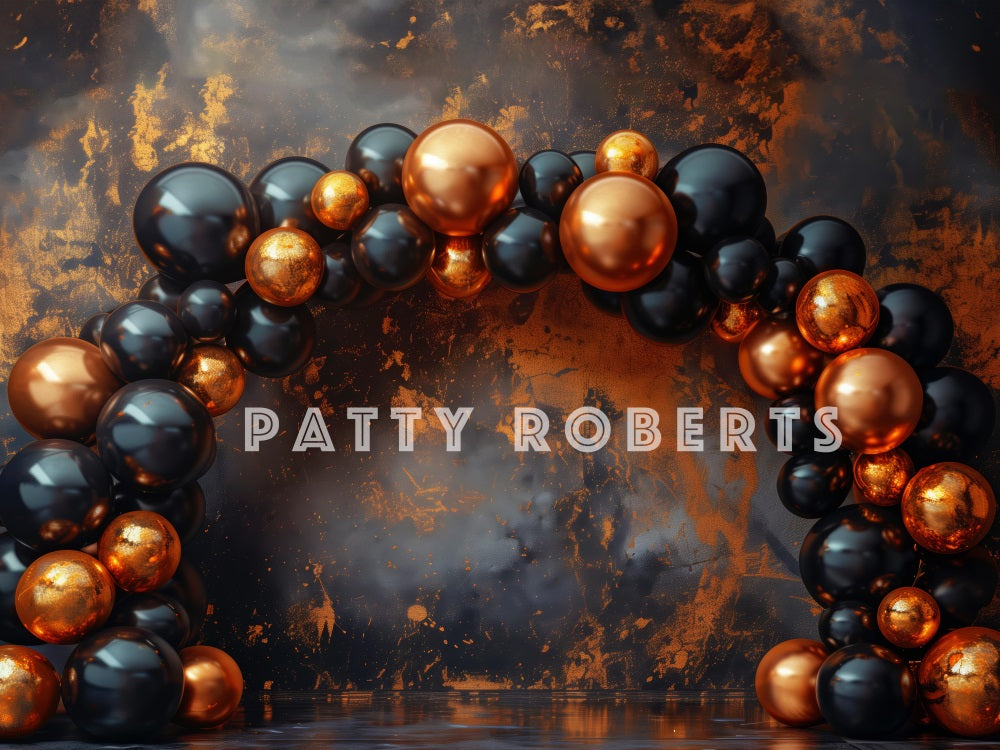 Kate Noir & Orange Arche de Ballons Toile de fond conçue par Patty Robert - Kate Backdrop FR