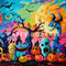 Kate Rétro Halloween Monstres Citrouilles Toile de fond conçue par Patty Robert - Kate Backdrop FR