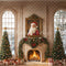 Kate Père Noël Portrait Intérieur Cheminée Fenêtre Toile de fond conçue par Emetselch - Kate Backdrop FR