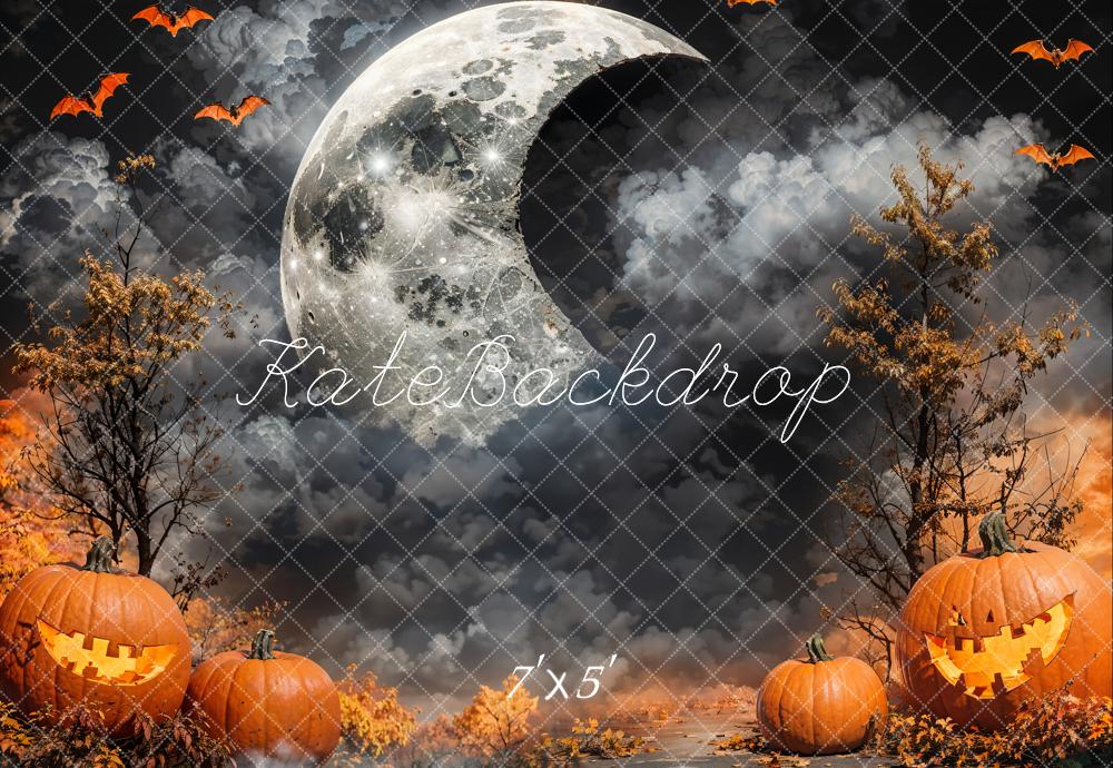 Kate Halloween Lune Nuage Sombre Citrouilles Toile de fond conçue par Emetselch - Kate Backdrop FR
