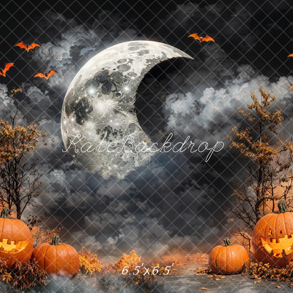 Kate Halloween Lune Nuage Sombre Citrouilles Toile de fond conçue par Emetselch - Kate Backdrop FR