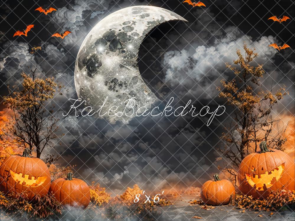 Kate Halloween Lune Nuage Sombre Citrouilles Toile de fond conçue par Emetselch - Kate Backdrop FR