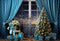 Kate Sapin de Noël Fenêtre Bleu Rideaux Cadeaux Toile de fond conçue par Emetselch - Kate Backdrop FR