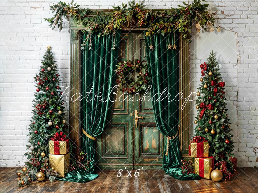 Kate Arbre de Noël Vert Rideaux Porte Rétro Toile de fond conçue par Emetselch - Kate Backdrop FR