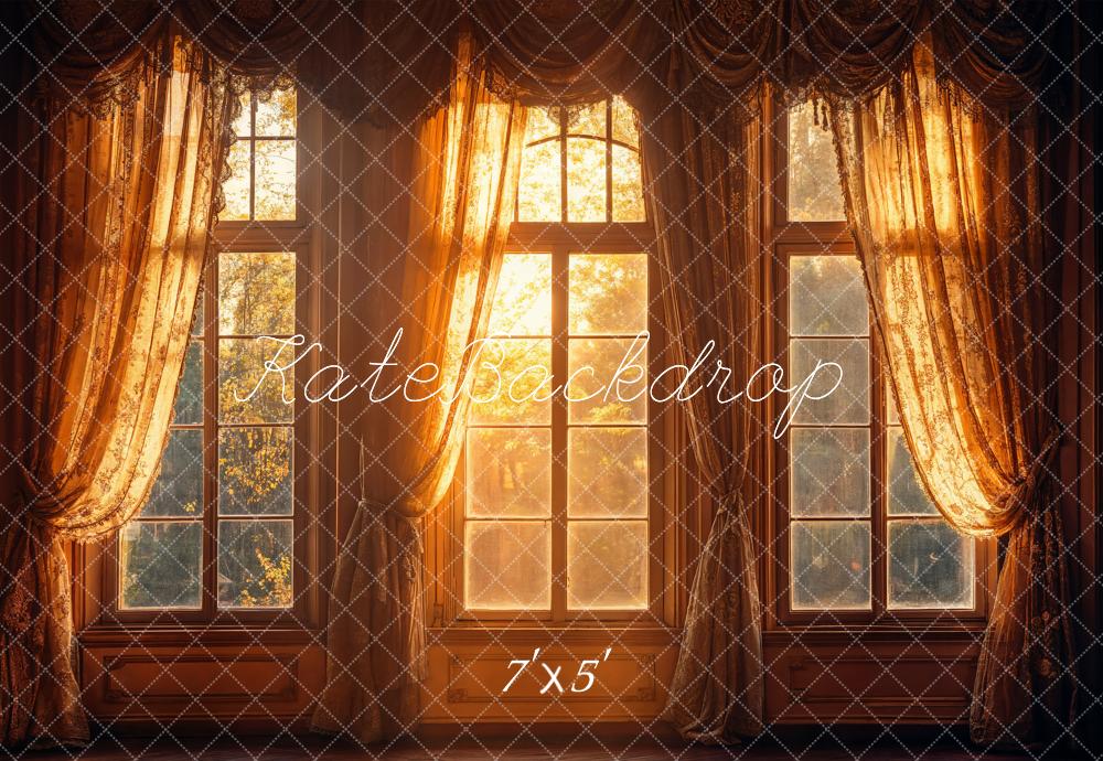 Kate Automne Vintage Rideaux Fenêtre Soleil Toile de fond conçue par Emetselch - Kate Backdrop FR