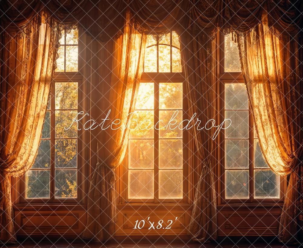 Kate Automne Vintage Rideaux Fenêtre Soleil Toile de fond conçue par Emetselch - Kate Backdrop FR