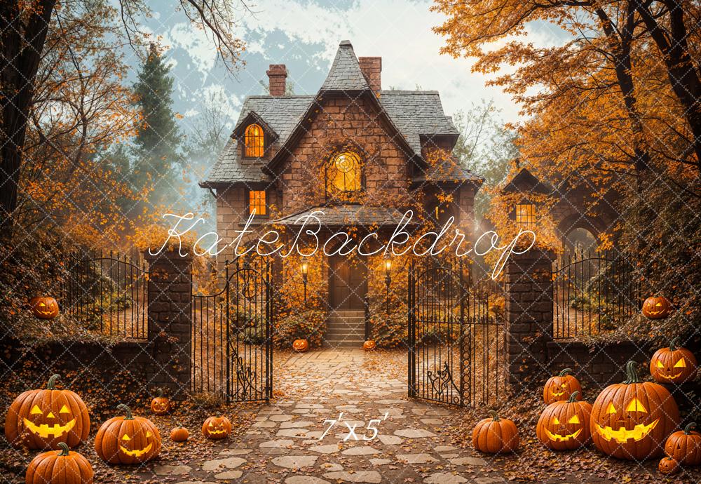 Kate Halloween Automne Vintage Maison Érable Toile de fond conçue par Emetselch - Kate Backdrop FR
