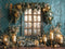Kate Noël Mur Bleu Fenêtre Bougies Toile de fond conçue par Emetselch - Kate Backdrop FR