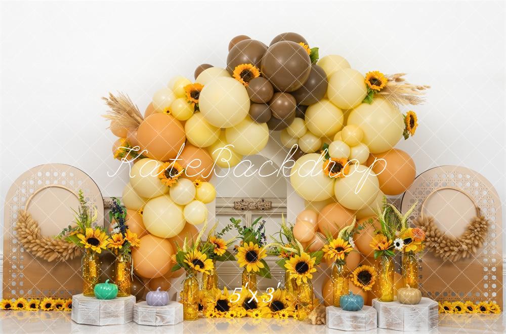 Kate Tournesol Ballons Cake smash Enfant Toile de fond conçue par Mini MakeBelieve - Kate Backdrop FR