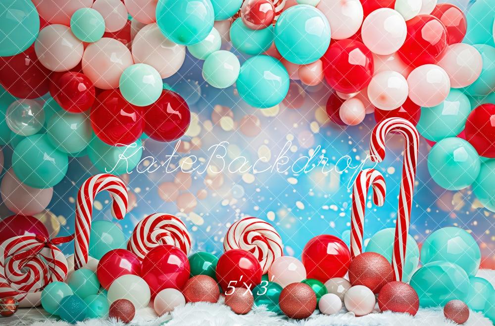Kate Noël Canne en Bonbon Cake smash Ballons Toile de fond conçue par Patty Robert - Kate Backdrop FR