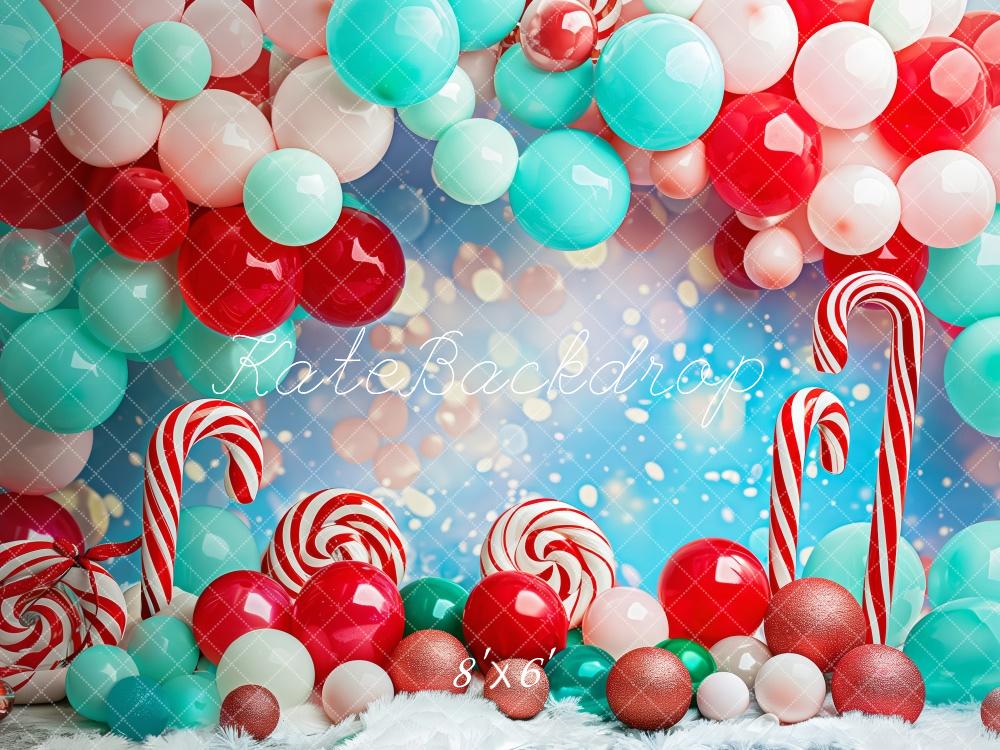 Kate Noël Canne en Bonbon Cake smash Ballons Toile de fond conçue par Patty Robert - Kate Backdrop FR