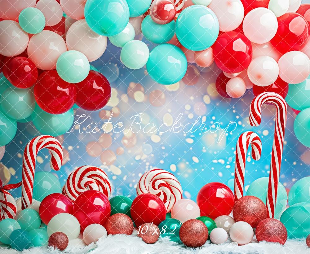 Kate Noël Canne en Bonbon Cake smash Ballons Toile de fond conçue par Patty Robert - Kate Backdrop FR