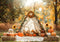 Kate Automne Tipi Tournesols Citrouilles Toile de fond conçue par Patty Roberts - Kate Backdrop FR