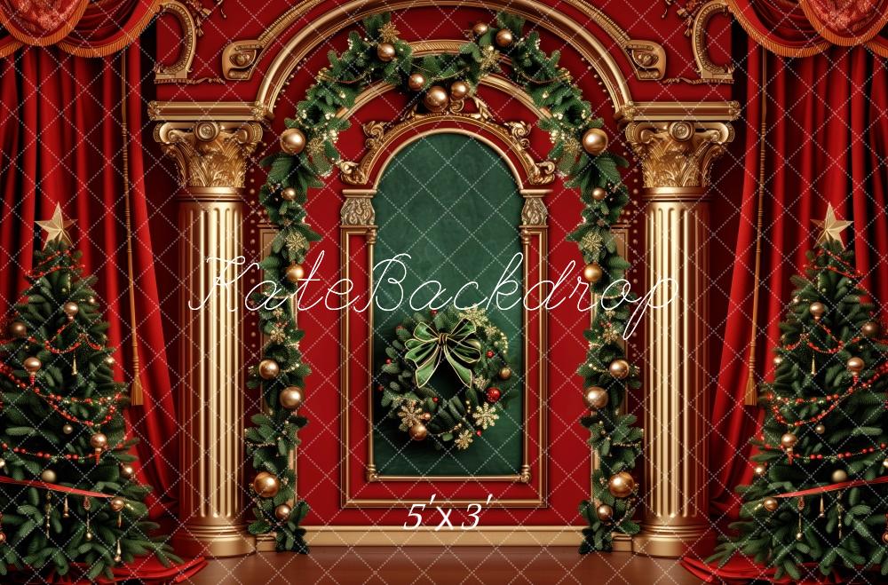 Kate Élégant Noël Mur Vintage Guirlande Toile de fond conçue par Patty Robert - Kate Backdrop FR