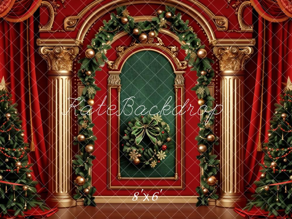 Kate Élégant Noël Mur Vintage Guirlande Toile de fond conçue par Patty Robert - Kate Backdrop FR
