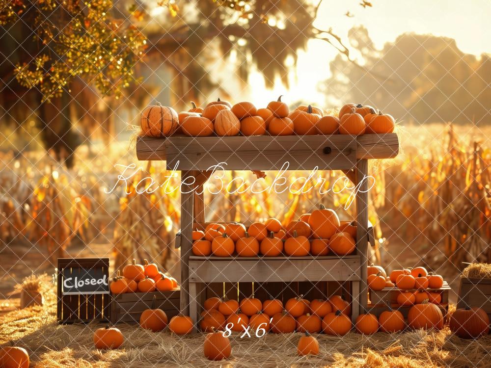 Kate Rustique Stand de citrouilles Récolte Champ Toile de fond conçue par Patty Robert - Kate Backdrop FR