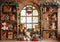 Kate Noël Ours en peluche Confortable Fenêtre Toile de fond conçue par Patty Robert - Kate Backdrop FR