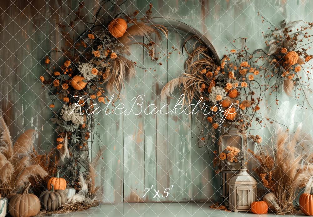 Kate Récolte Arche en bois Citrouilles Automne Toile de fond conçue par Patty Robert - Kate Backdrop FR