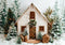 Kate Neige Noël Cabine Arbres Hiver Toile de fond conçue par Patty Robert - Kate Backdrop FR