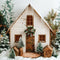 Kate Neige Noël Cabine Arbres Hiver Toile de fond conçue par Patty Robert - Kate Backdrop FR