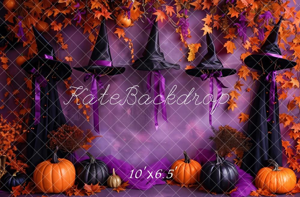 Kate Chapeau de Sorcière Halloween Violet Toile de fond conçue par Patty Robert - Kate Backdrop FR