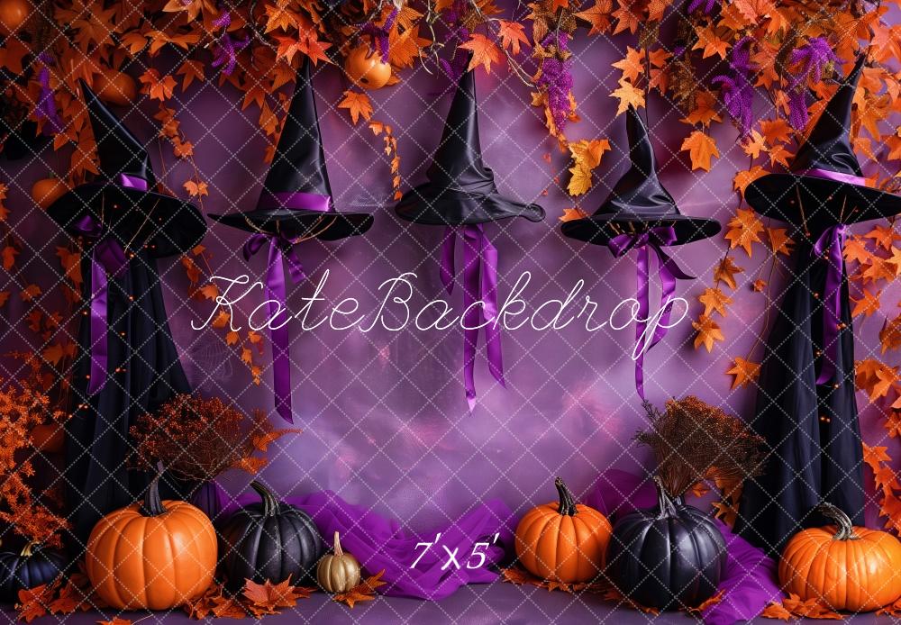 Kate Chapeau de Sorcière Halloween Violet Toile de fond conçue par Patty Robert - Kate Backdrop FR