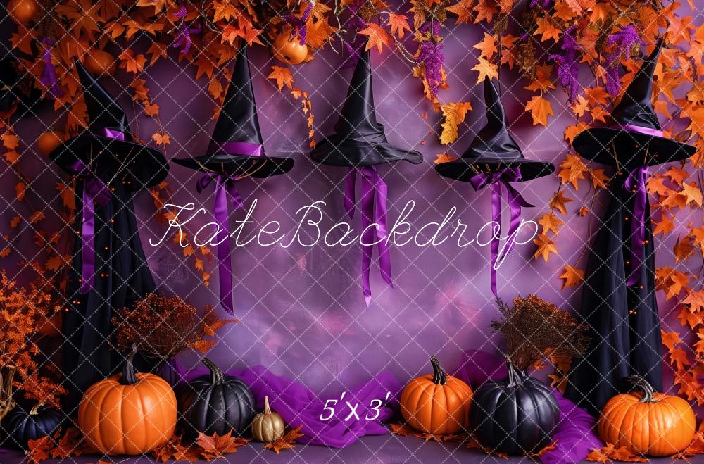Kate Chapeau de Sorcière Halloween Violet Toile de fond conçue par Patty Robert - Kate Backdrop FR