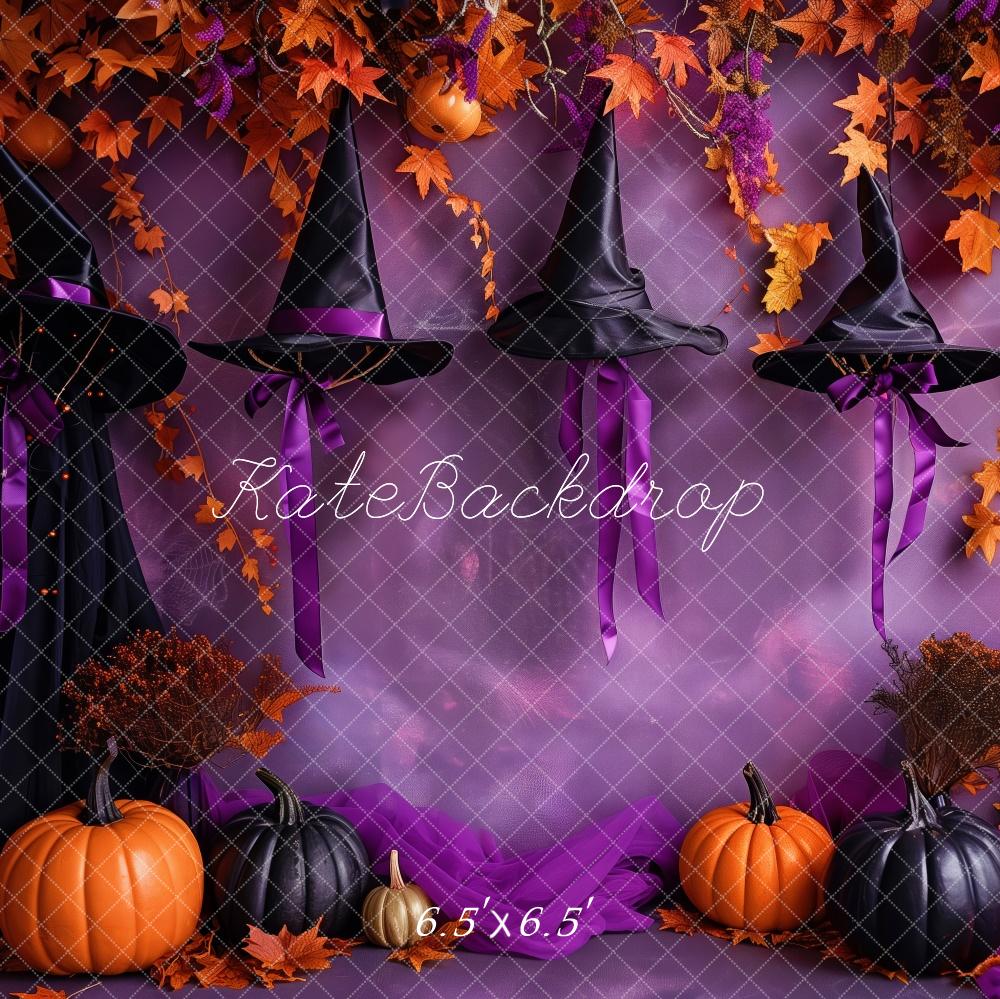 Kate Chapeau de Sorcière Halloween Violet Toile de fond conçue par Patty Robert - Kate Backdrop FR