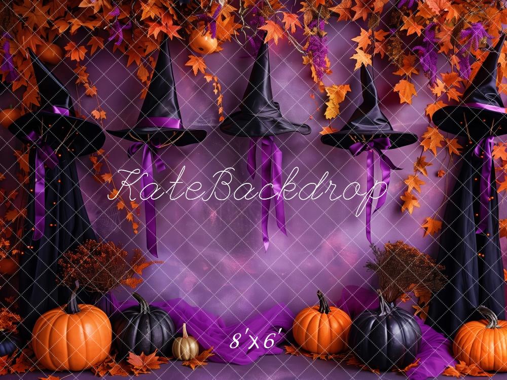 Kate Chapeau de Sorcière Halloween Violet Toile de fond conçue par Patty Robert - Kate Backdrop FR