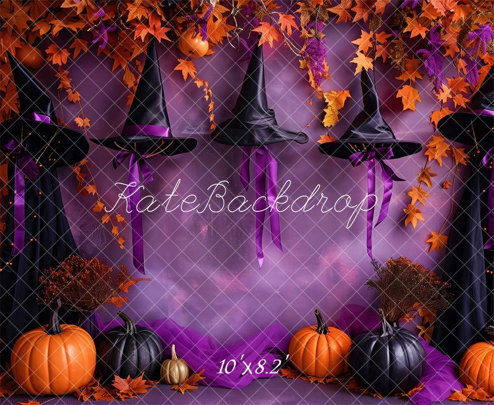 Kate Chapeau de Sorcière Halloween Violet Toile de fond conçue par Patty Robert - Kate Backdrop FR