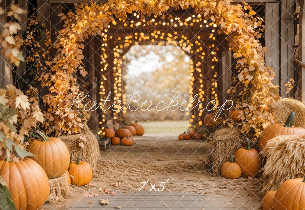 Kate Automne Érable Arche Citrouilles Grange Toile de fond conçue par Emetselch - Kate Backdrop FR