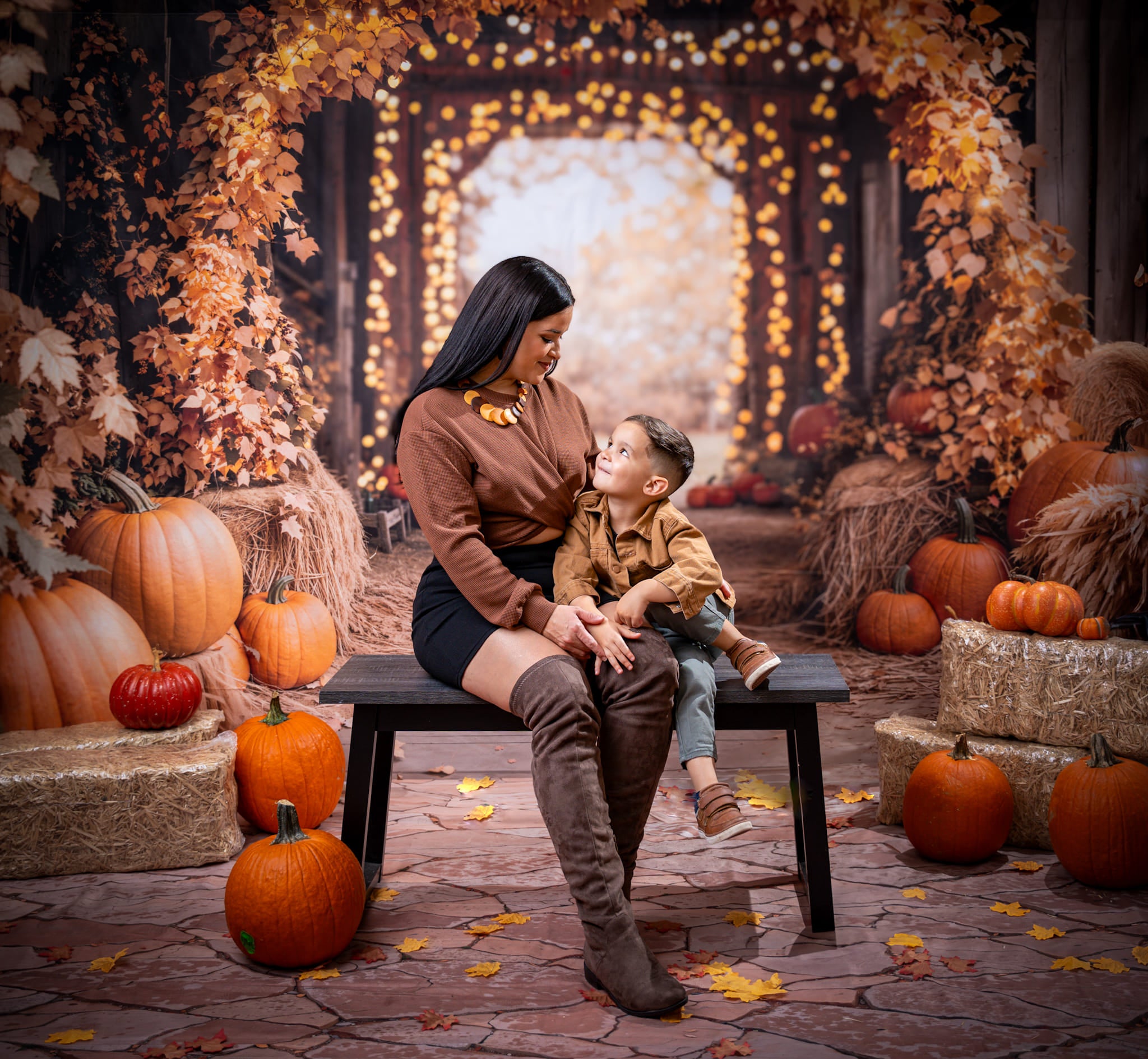 Kate Automne Érable Arche Citrouilles Grange Toile de fond conçue par Emetselch - Kate Backdrop FR