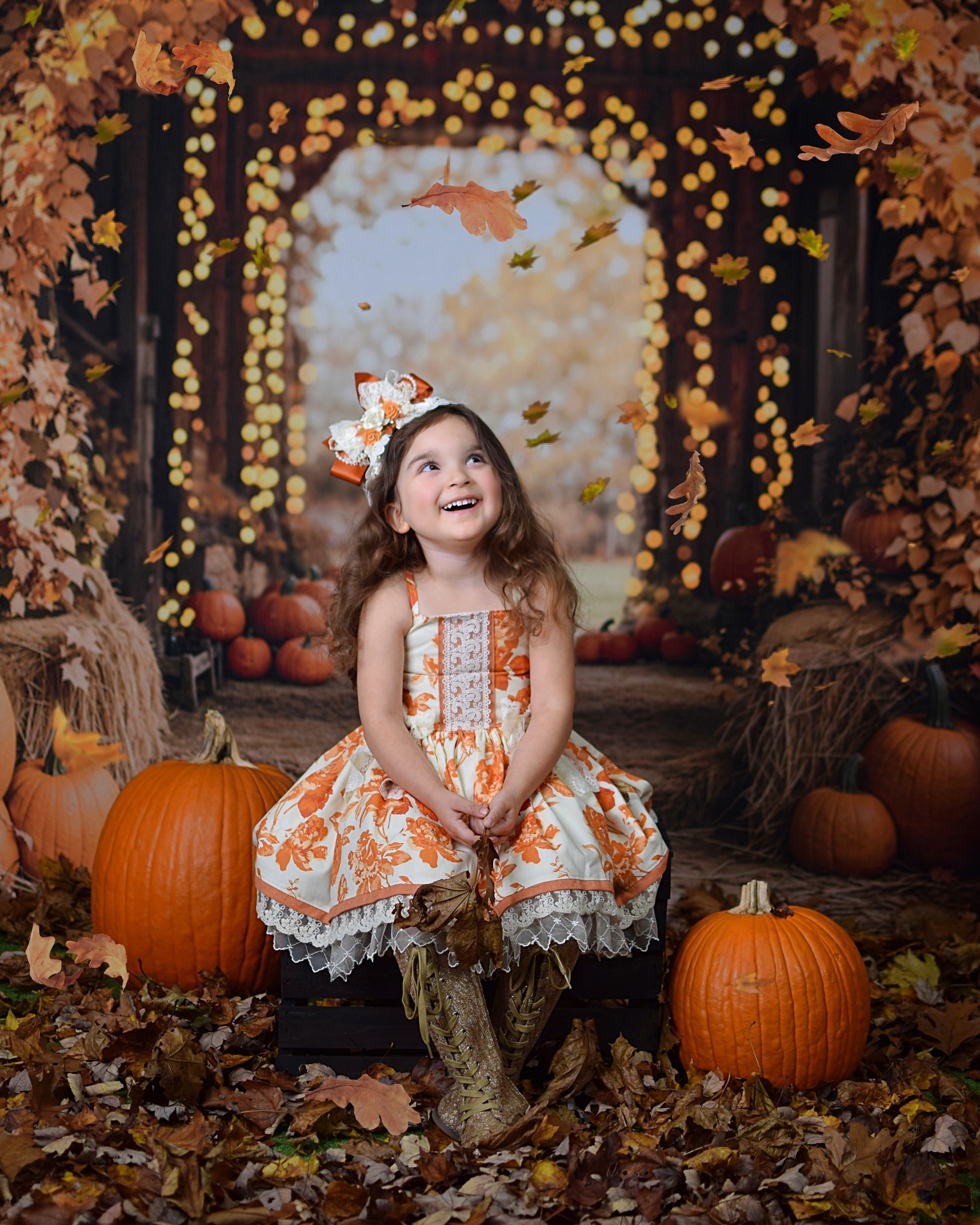 Kate Automne Érable Arche Citrouilles Grange Toile de fond conçue par Emetselch - Kate Backdrop FR