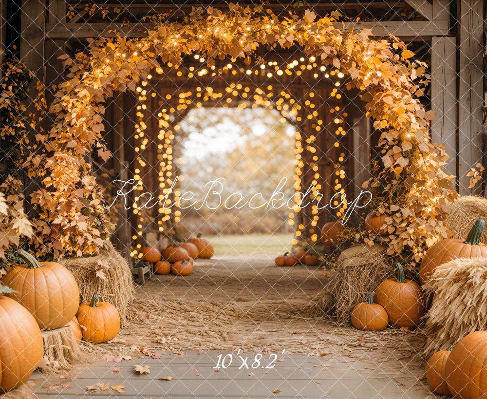 Kate Automne Érable Arche Citrouilles Grange Toile de fond conçue par Emetselch - Kate Backdrop FR