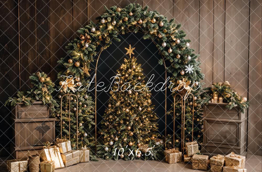 Kate Arbre de Noël Arche Cadeaux Mur en bois Toile de fond conçue par Emetselch - Kate Backdrop FR