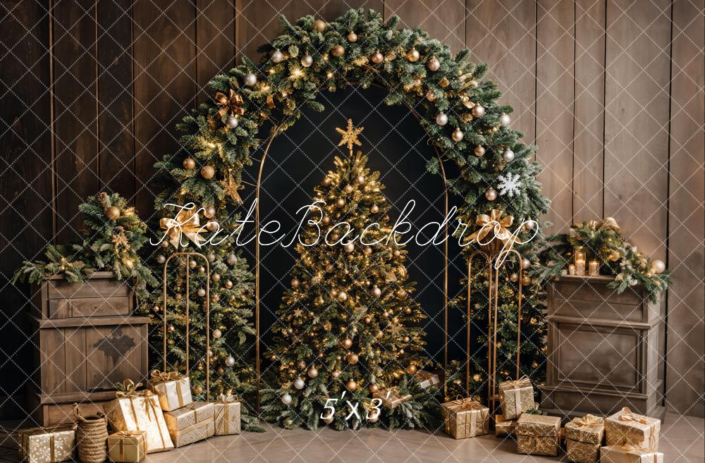 Kate Arbre de Noël Arche Cadeaux Mur en bois Toile de fond conçue par Emetselch - Kate Backdrop FR