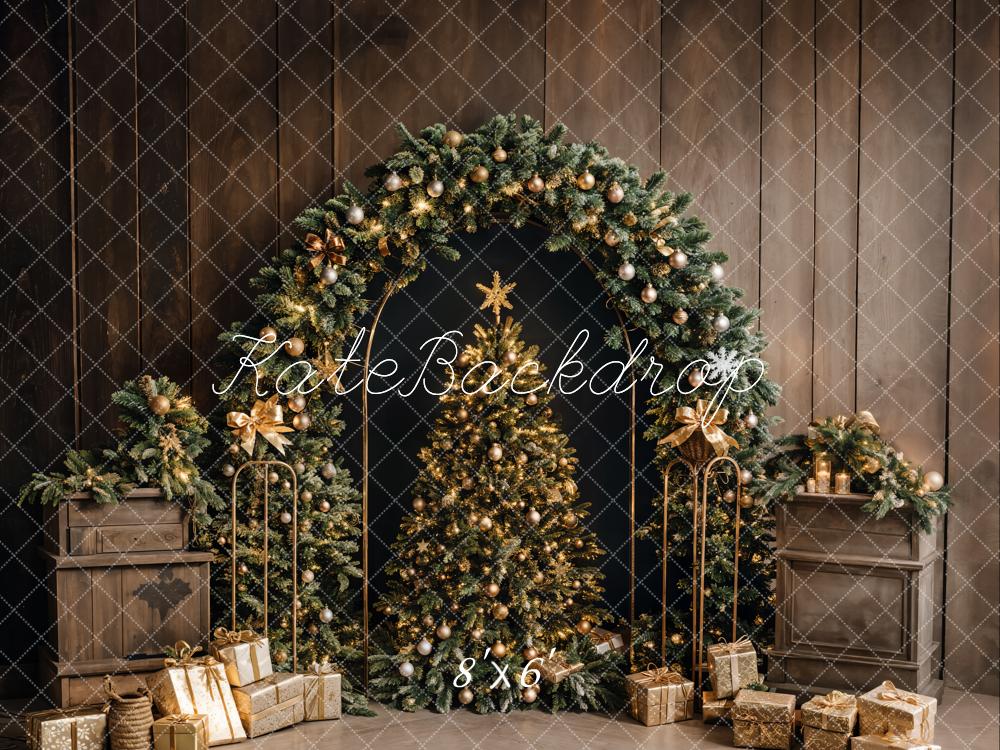 Kate Arbre de Noël Arche Cadeaux Mur en bois Toile de fond conçue par Emetselch - Kate Backdrop FR
