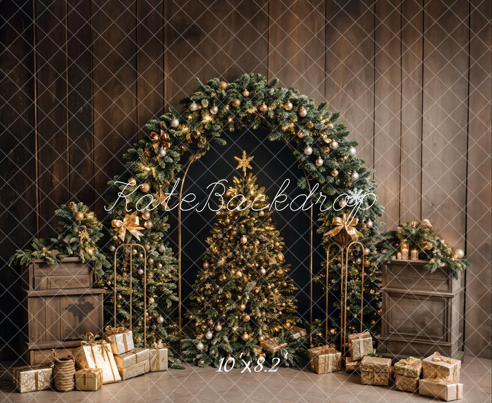 Kate Arbre de Noël Arche Cadeaux Mur en bois Toile de fond conçue par Emetselch - Kate Backdrop FR