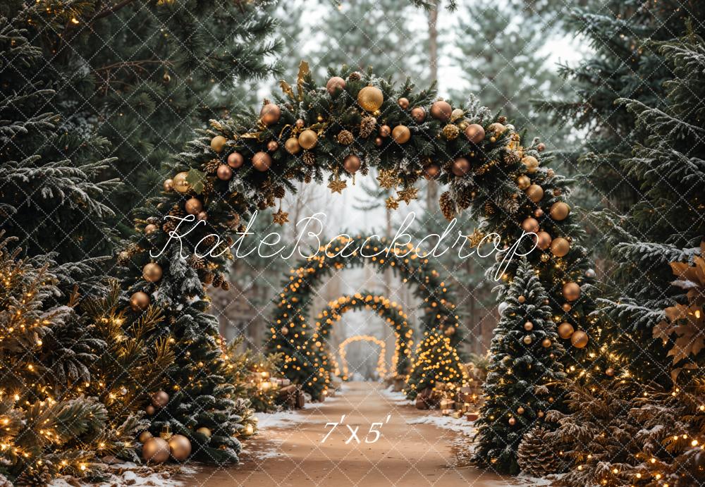 Kate Arbre de Noël Voûte Forêt Décors Doré Toile de fond conçue par Emetselch - Kate Backdrop FR