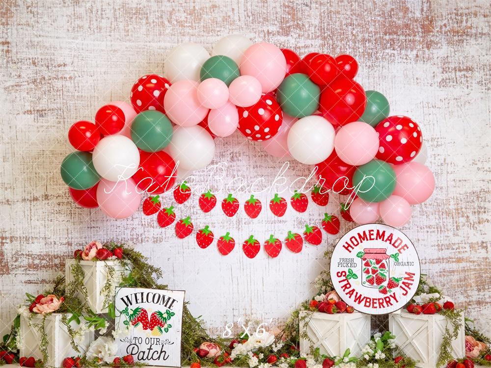 Kate Fraise Rouge Arche de ballons Cake smash Toile de fond conçue par Megan Leigh - Kate Backdrop FR