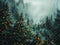Kate Sapin de Noël Forêt Vert Brouillard Toile de fond conçue par Megan Leigh - Kate Backdrop FR