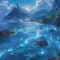 Kate Mer Lumineux Bleu Montagne Nuage Toile de fond conçue par Megan Leigh - Kate Backdrop FR